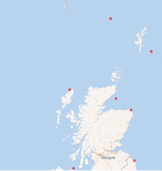 Map of shipwrecks before upload to Wikidata